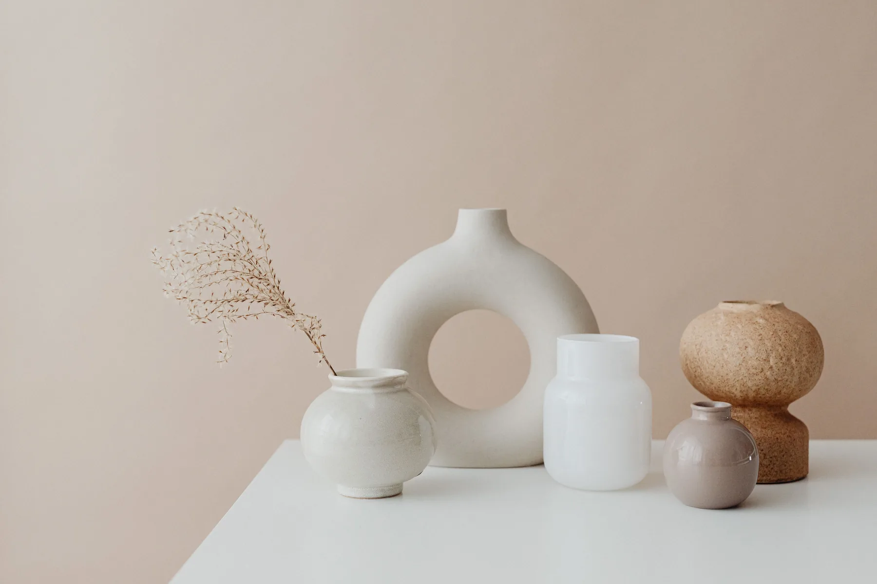Minimal ceramic vases for home and living